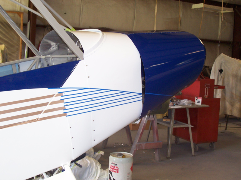 Cowling fitted and taped for striping